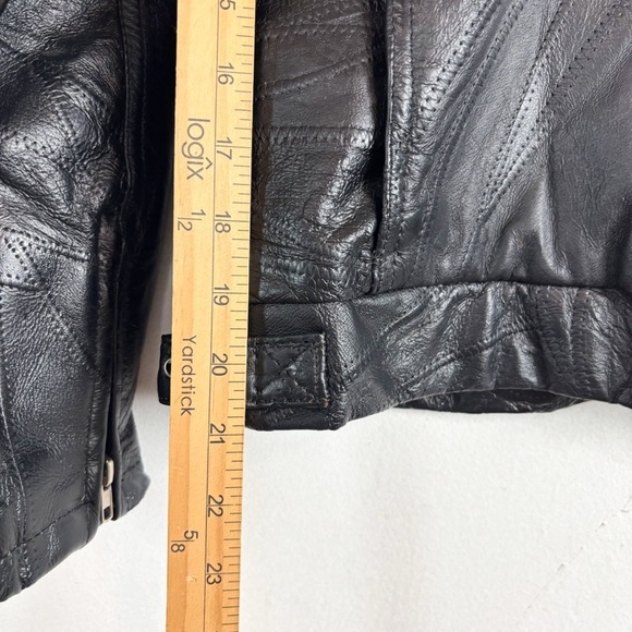 Vintage Junction West Women’s Black Patchwork Leather Jacket Sz L - Picture 13 of 13